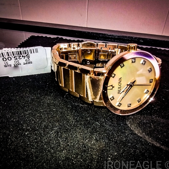 Bulova Rose Gold Watch with Diamond accents and Mother of Pearl Dial! - Picture 3 of 6